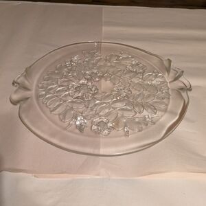 Elegant Clear Glass Floral Plate